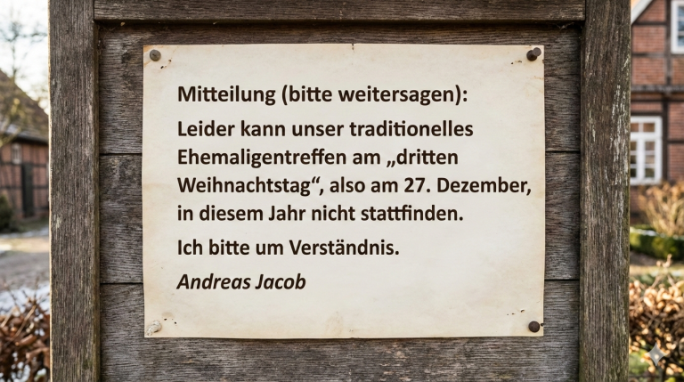 Absage Ehemaligentreffen am 27. Dezember