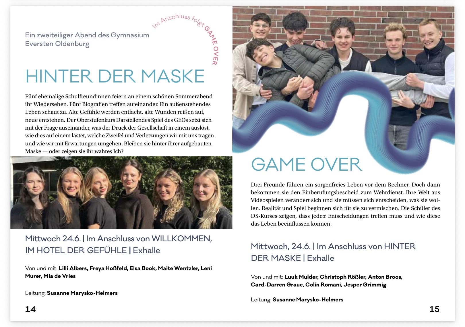 Vorstellung der Stücke Hinter der Maske und Game over