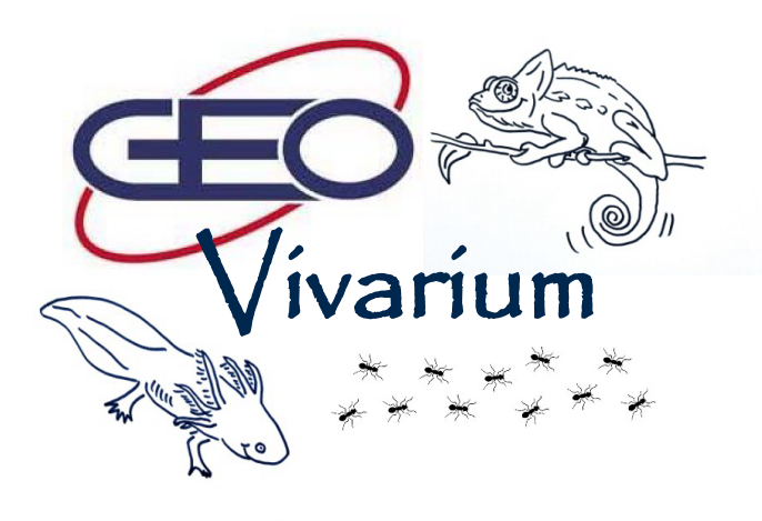 Das Logo vom Vivarium mit Axolotl und Chamäleon